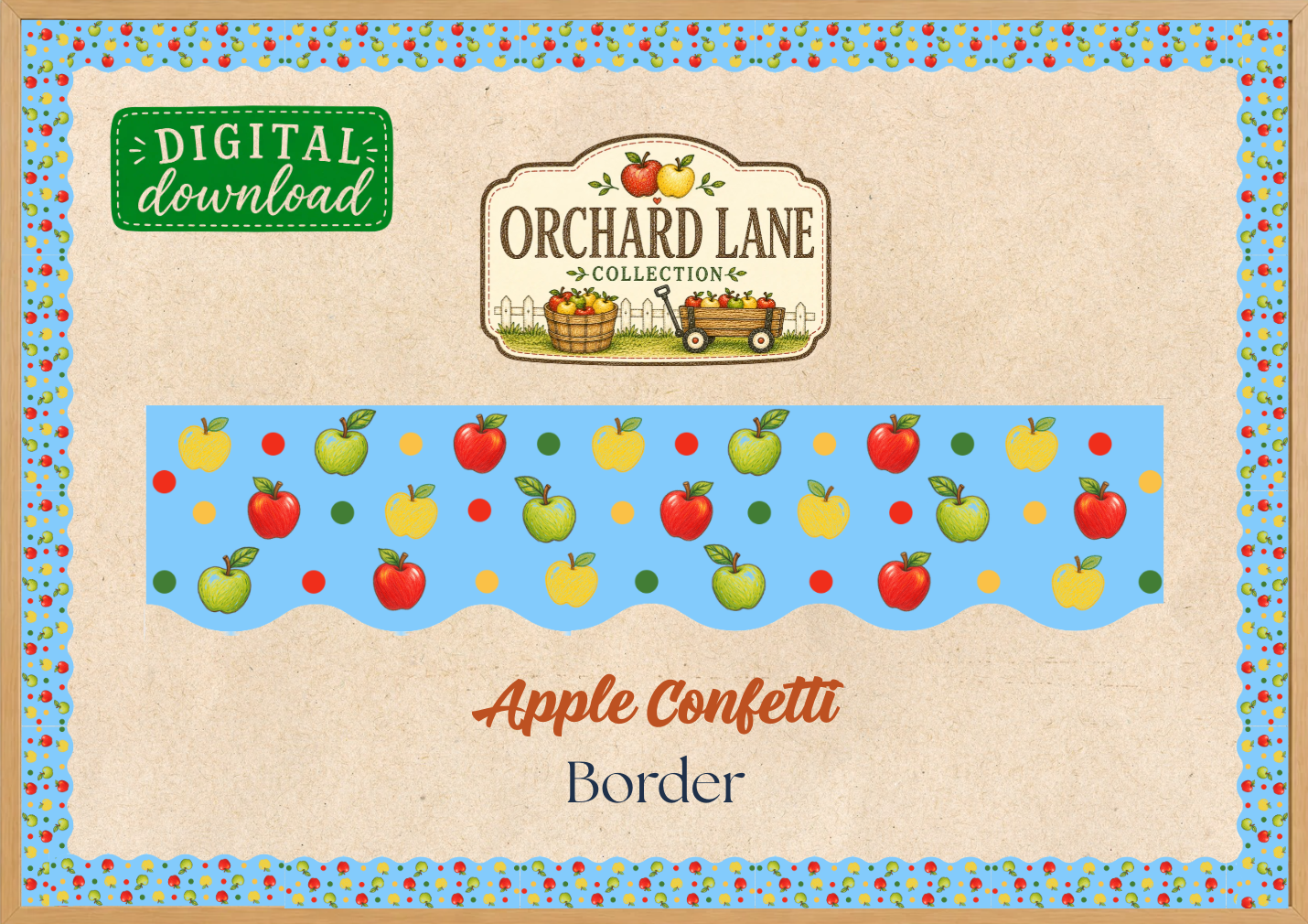 Apple Confetti Printable Bulletin Board Border | The Orchard Lane Collection | Digital Classroom Decor