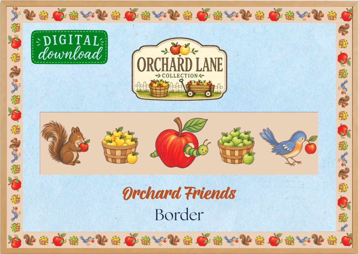 Orchard Friends Printable Bulletin Board Border | The Orchard Lane Collection | Digital Classroom Decor