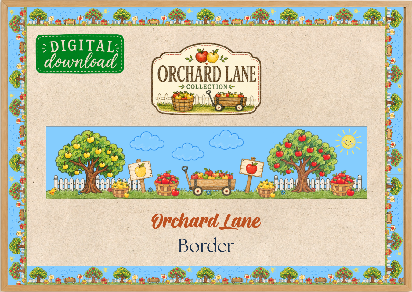 Orchard Lane Printable Bulletin Board Border | The Orchard Lane Collection | Digital Classroom Decor