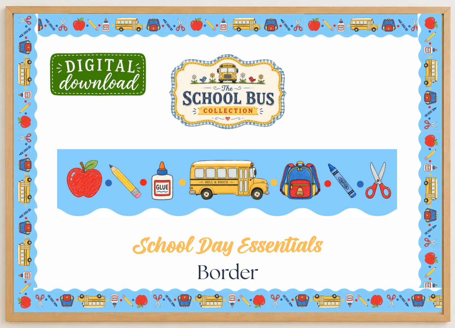 School Day Essentials Printable Bulletin Board Border | The School Bus Collection | Digital Classroom Decor