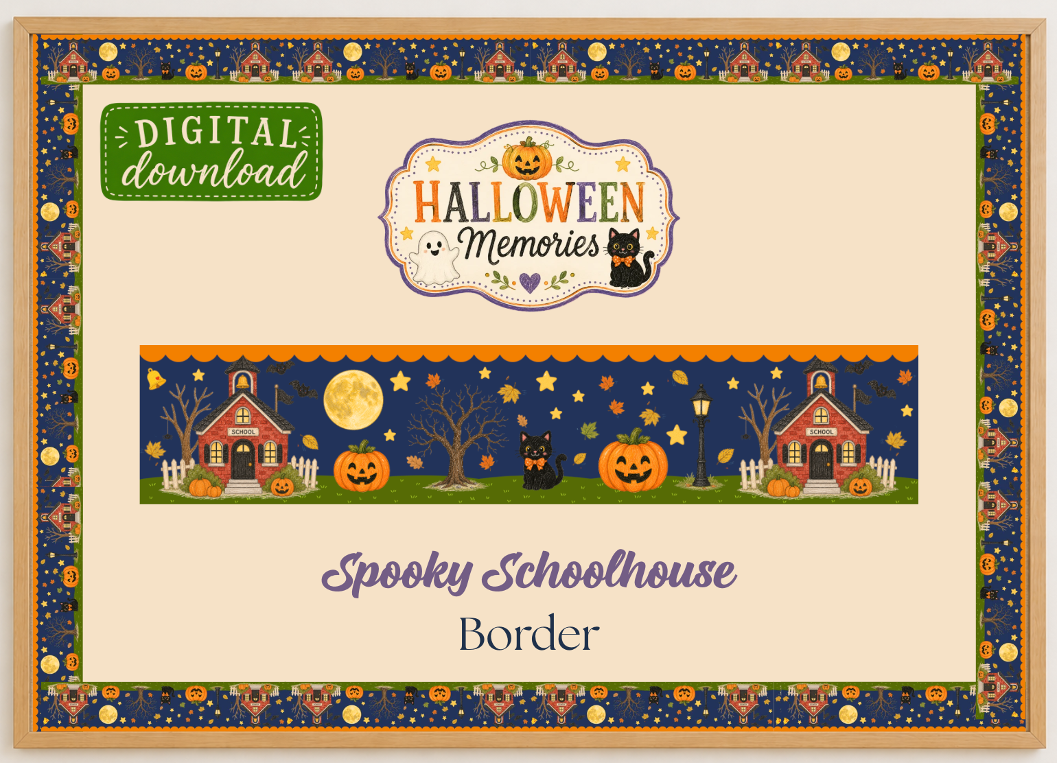 Spooky Schoolhouse Printable Bulletin Board Border | Halloween Memories Collection | Digital Classroom Decor