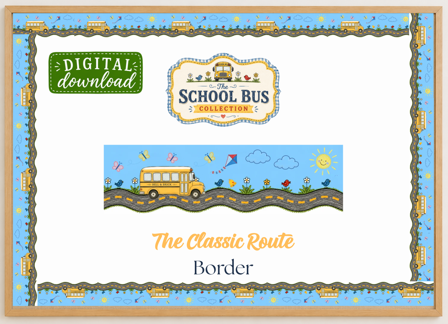 The Classic Route Printable Bulletin Board Border | The School Bus Collection | Digital Classroom Decor